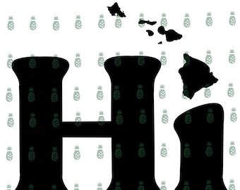 Hawaii-Inseln "Hi" SVG Digitale Designdatei