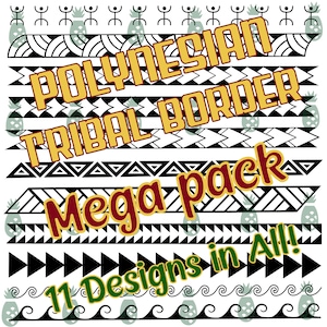 Polynesian Tribal Border MEGA Pack SVG/PNG