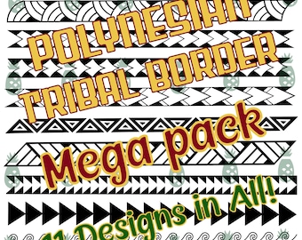 Polynesian Tribal Border MEGA Pack SVG/PNG