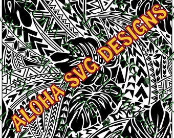 PNG/SVG Monstera Polynesian Tribal Background Design