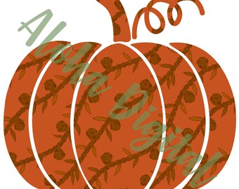 Hawaiian Print Fall Pumpkin PNG w/Free Gift!