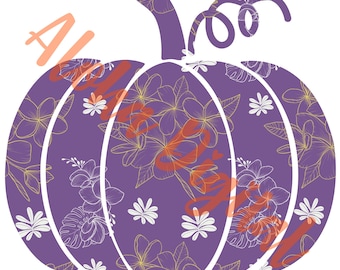 Hawaiian Print Fall Pumpkin PNG w/Free Gift!