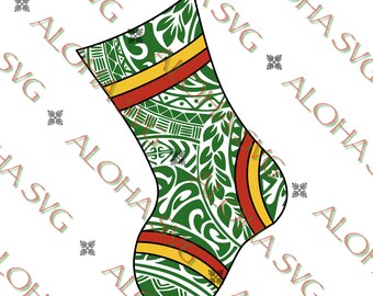 Polynesian Tribal Christmas Stocking SVG/PNG