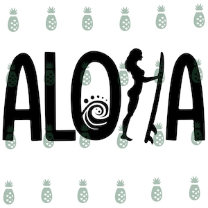 Exclusive! Aloha Surfer Girl Design SVG/PNG/PDF