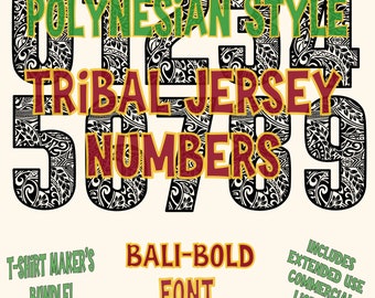 Polynesian Tribal Team Jersey Numbers BaliBold Font PNG Pack