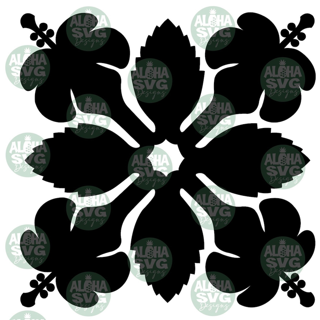 Hibiscus Hawaiian Quilt Block SVG/PDF/PNG Etsy
