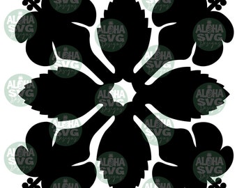 Hibiscus Hawaiian Quilt Block SVG/PDF/PNG