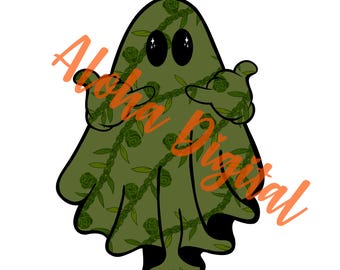 Hawaiian Shirt - Shaka Fall Green Maile Ghost PNG w/Free Gift!