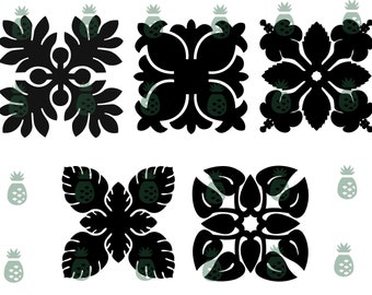 SVG** 5-Pack Hawaiian Quilt Block Digital Files