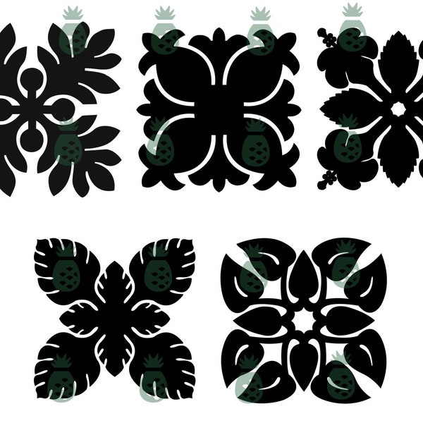 SVG** 5-Pack Hawaiian Quilt Block Digital Files