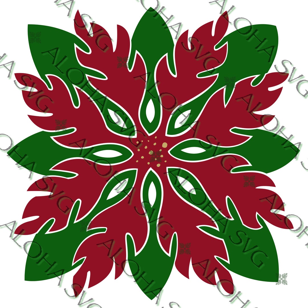 Poinsettia Hawaiian Quilt Block Design SVG/PNG Etsy