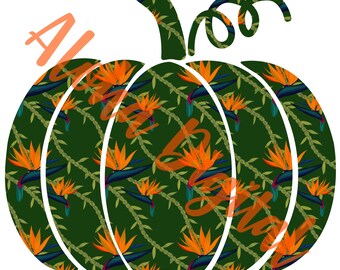 Hawaiian Print Fall Pumpkin PNG w/Free Gift!