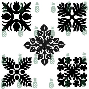 PNG** 5-Pack(2) Hawaiian Quilt Block Design - PNG