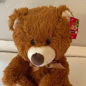 Soft Eleven Inch Plush Sitting Brown Bear With Smiley Face