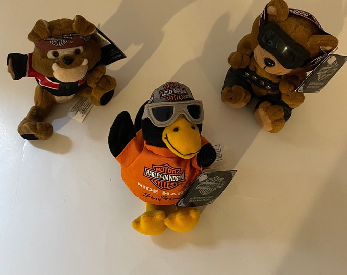3 Motor Harley Davidson Bean Bag Plush Animals Diz Bravo and Tanker Etsy