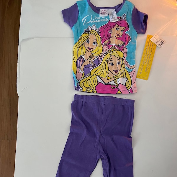 Two Piece Multi Colored Girls Size 2T Disney I'm A Princess Sleepwear with Elastic Waist Band