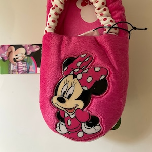 Minnie Mouse Pink Girls Size 9-10 Slippers With Polka Dots And Bow