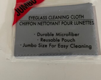 One Jumbo Eyeglass Grey Cleaning Durable Microfiber Cloth With Reusable Pouch