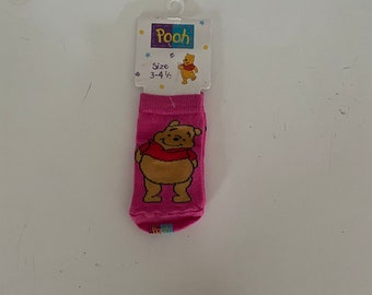 Girls Infant Pink Winnie The Pooh Size 3- 4 1/2 Ankle Socks