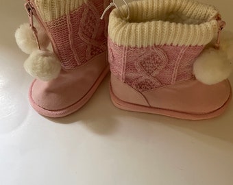 Girls Size 6 Infant's Pink Tassel Boots With Zipper