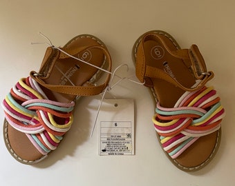 Multi Colored Girls Size 6 Sandals With Secure Adjustable Brown Strap