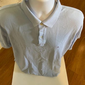 Light Blue Men&#39;s Polo XL Tommy Hilfiger Short Sleeve Cotton Shirt