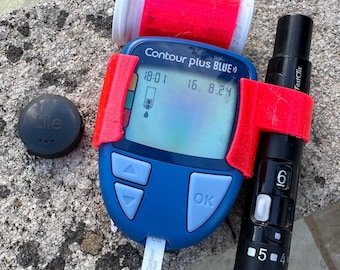 Estuche para el medidor de glucosa en sangre Contour Plus Blue Tile Sticker, todo en uno y fácil de usar