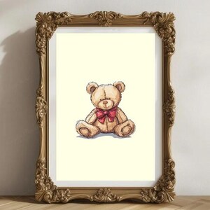 Arte digital de OSO DE PELUCHE - Dibujo de oso sin marco - Impresión de boceto - Guardería vintage - Guardería de osos - Boceto de oso - Arte digital para bebés - Guardería