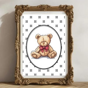 Arte digital de OSO DE PELUCHE - Dibujo de oso sin marco - Impresión de boceto - Guardería vintage - Guardería de osos - Boceto de oso - Arte digital para bebés - Guardería