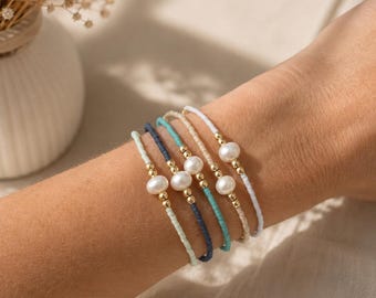 Friendship Bracelet, Natural Pearl, Freshwater Dainty, Beach Jewelry, Minimalist Accessory, Boho Style