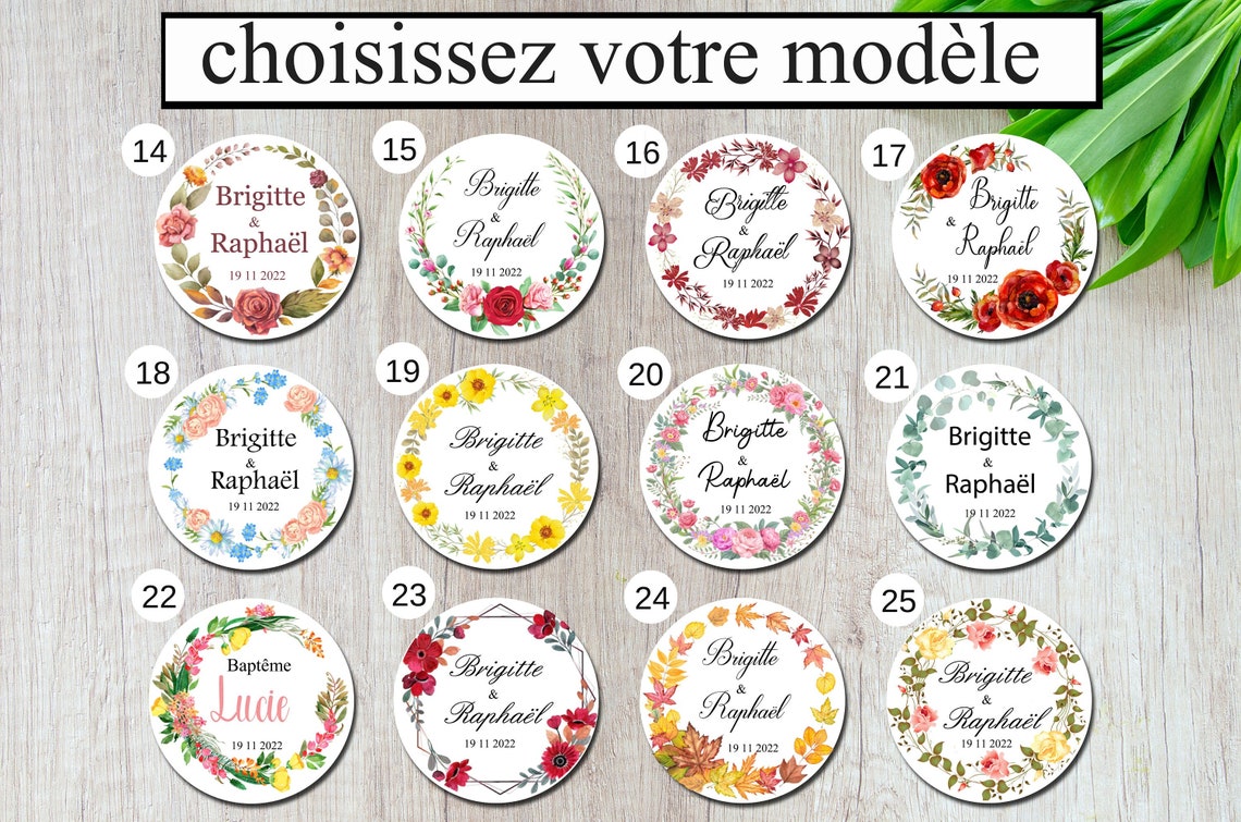 Etiquettes Autocollantes Personnalisées 20 Etiquettes personnalisées autocollantes pour mariage - Etsy France