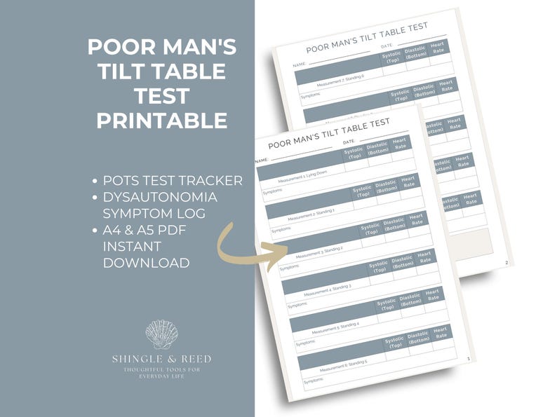 Poor Man's Tilt Table Test Printable | Pots Test Tracker PDF ...