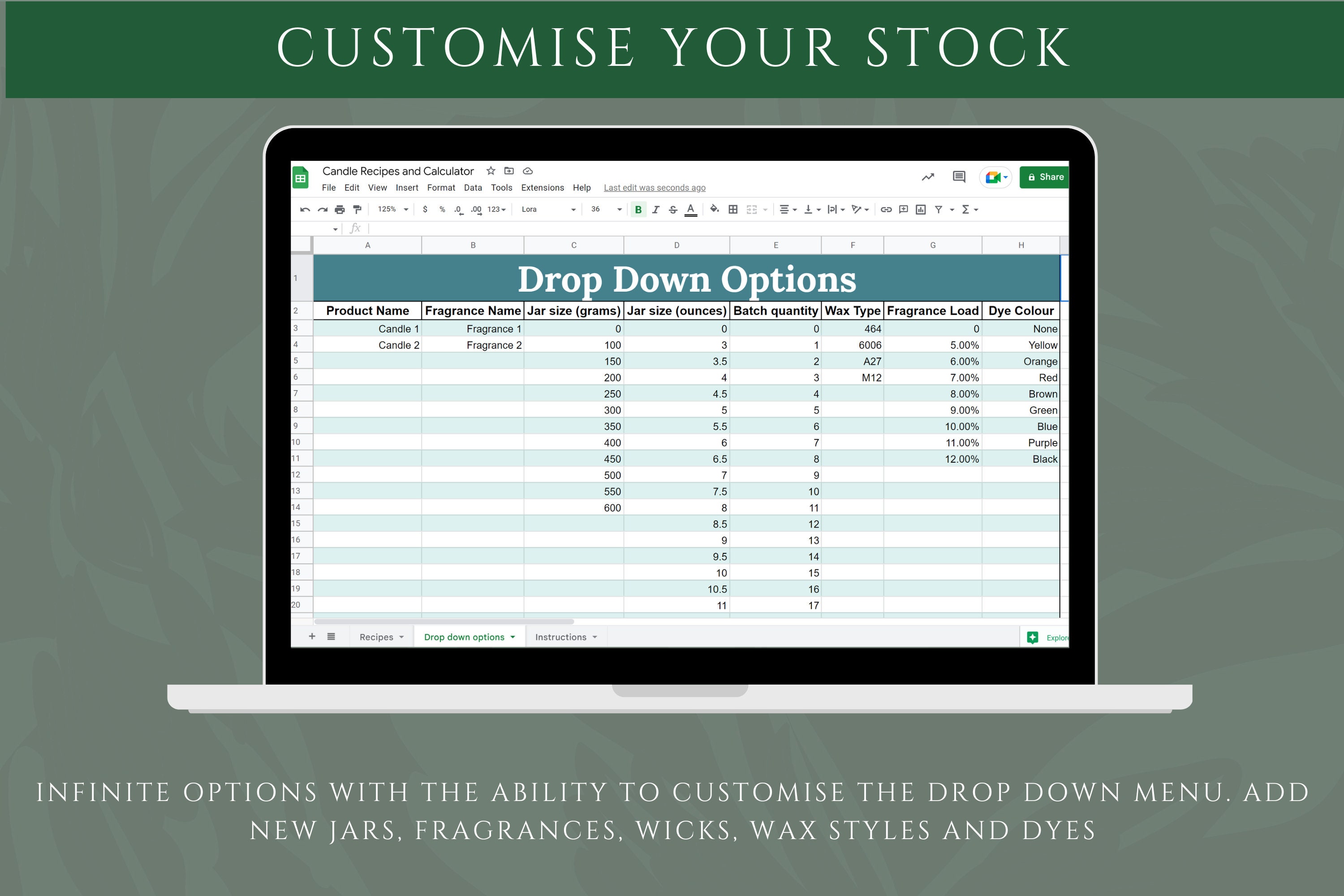Ultimate Candle Calculator, Candle Recipe Tracking, Candle Spreadsheet