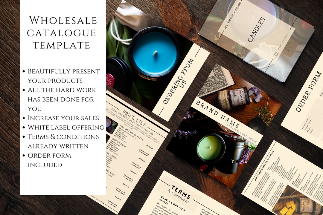 Vendor List, Wholesale Catalogue Template, Candle Catalogue, Small