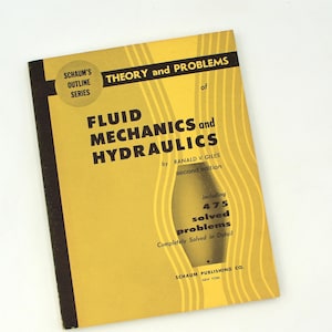 1962 Schaums Outline Series Fluid Mechanics and Hydraulics textbook - vintage, engineering, Hydrology, Hydrotechnical, Water Resources