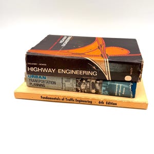 1960s and 1970s transportation books - civil engineering, highway, traffic, vintage, urban planning, student, textbooks, city planner