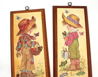 SET OF 4 Vintage Big Eyes Prints - Artist Eden, Harlequins