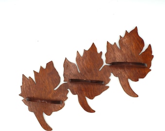 Vintage leaf shelf - handmade, wooden, wall, leaves, staircase style, rustic, small, knick knack, display, farmhouse, cottage style