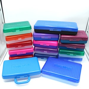 YOUR CHOICE vintage 1990s Spacemaker pencil box - 90s, school supplies, blue, red, pink, yellow, green, turquoise, plastic