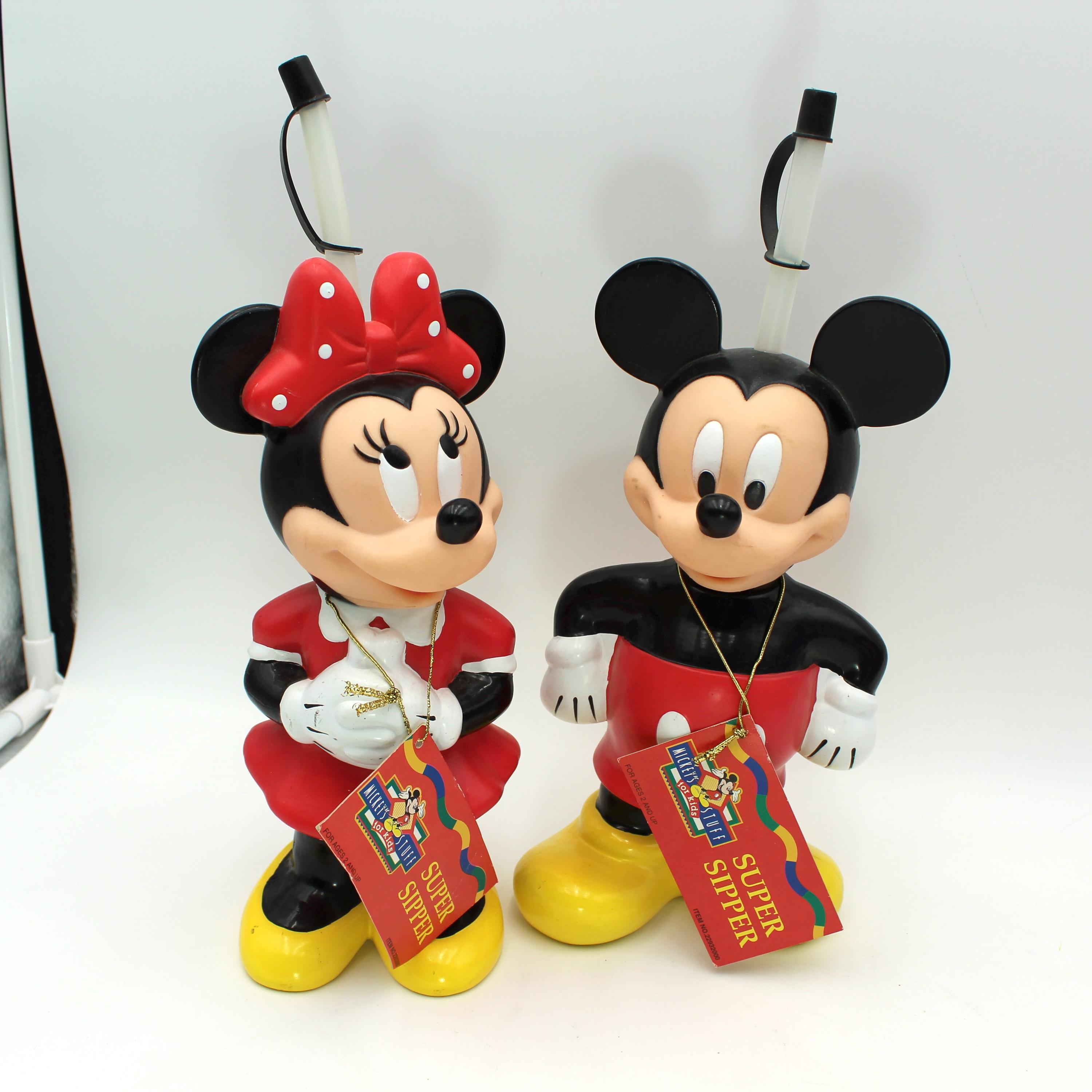 新品 未使用1999' 当時物 非売品 Disney Mickey＆Minnie Lot of Vintage 90s Disney - Mickey & Minnie Mouse Water Bottles