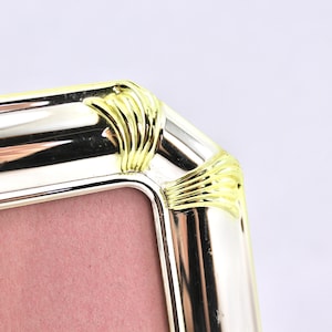 Totally 80s silver and gold picture frame - 3.5x5, 3 1/2&quot; x 5&quot;, vintage, shiny, 1980s, Art Deco style