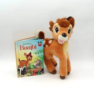 Vintage 1992 Walt Disney&#39;s Bambi plush stuffed animal and 1996 movie story book - toys, deer, 1990s