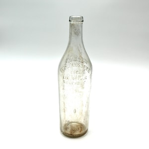 Vintage Yellowstone Inc. whiskey bottle - bourbon, glass, clear, Louisville Kentucky, antique, large, tall, decorative, liquor