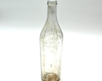 Vintage Yellowstone Inc. whiskey bottle - bourbon, glass, clear, Louisville Kentucky, antique, large, tall, decorative, liquor