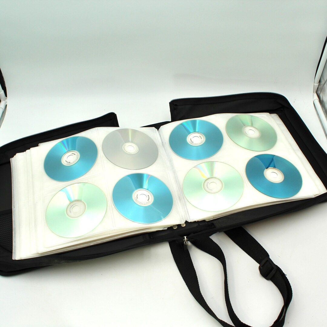 Holds 304 Cds! Large Vintage Zippered CD Disk Holder - Black, Nylon ...