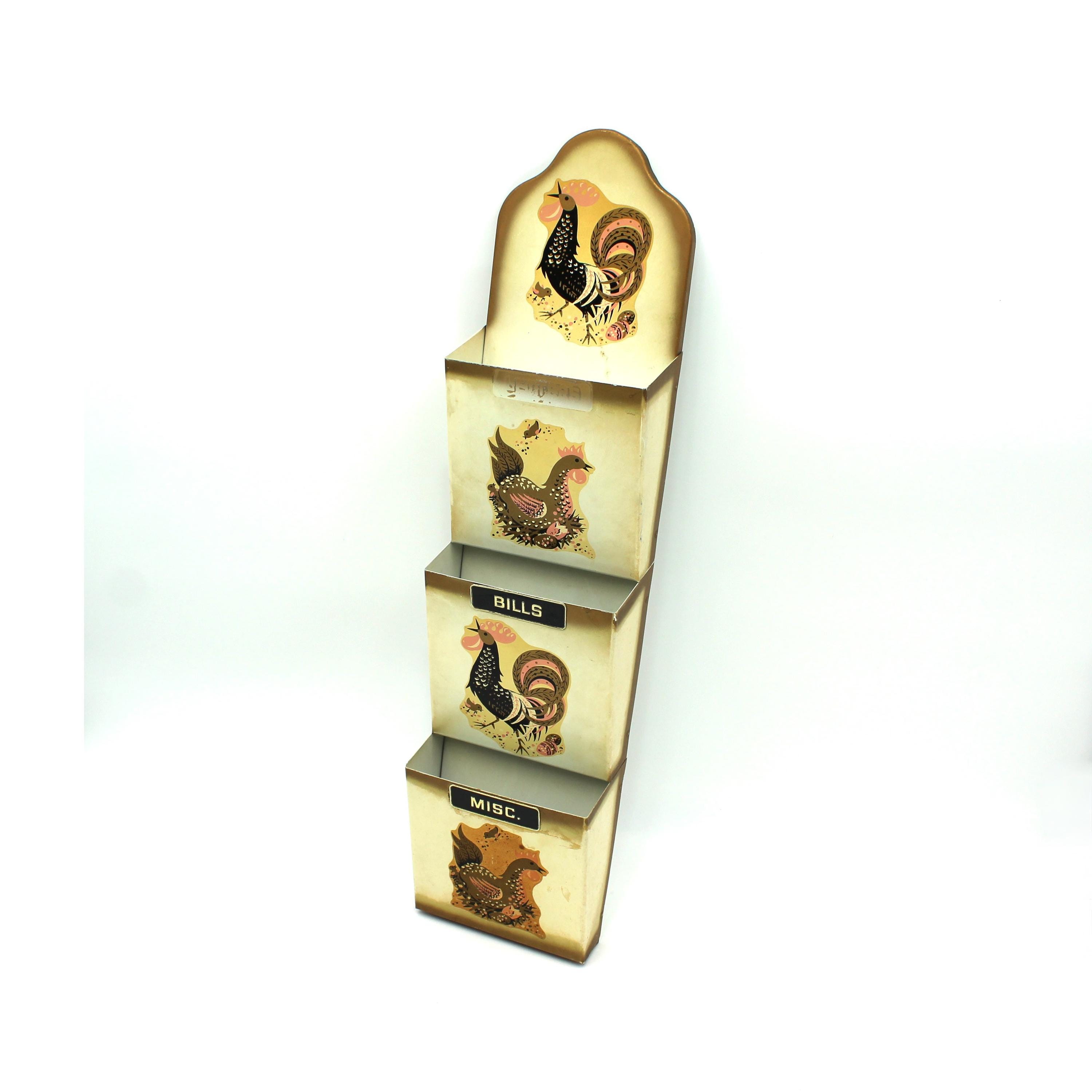 Cute Vintage Metal Three Slot Mail Sorter - Wall Hanging, Kitchen