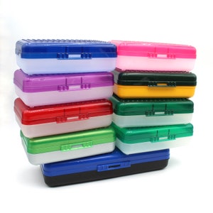 Space Maker Clear Plastic Pencil Box Case School Home Office Newell Eldon  Purple