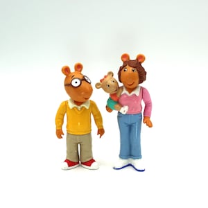 1998 Arthur, Jane and Kate Read plastic PVC figurines - vintage, action figures, dolls, toys, 1990s, small, PBS Kids, cartoons