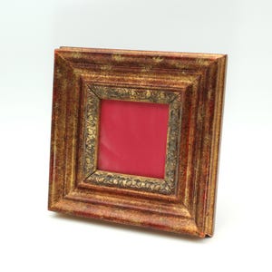 Heavy vintage Gothic style 4x4 picture frame - wooden, elegant, ornate, fancy, carved, filigree, English, British style, European, gold