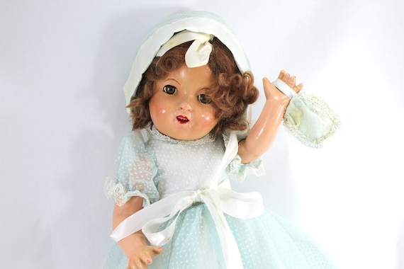 Vintage Composition Doll - 18" Inch, Shirley Temple Look a Like, 1930s,  30s, Large, Blue Dress, Sleepy Eyes, Open and Close, Baby, Antique - Etsy